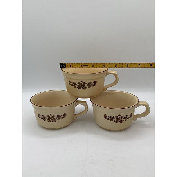 Vintage Pfaltzgraff Village Tan Brown Set of 3 Coffee/Tea Cups - Picture 2 of 4